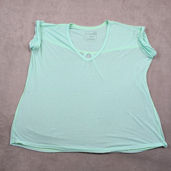 We The Free Y2K V-Neck Rolled Sleeve Tee Size M Mint Green Boho Sheer Knit Top — photo 2